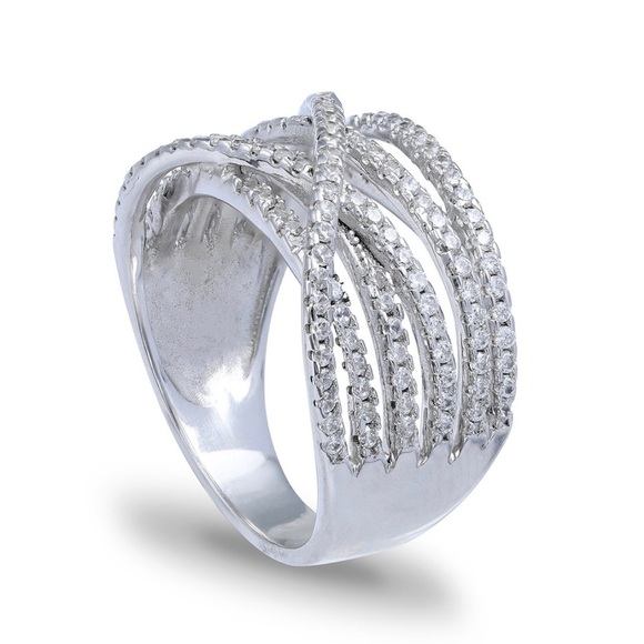 NWOT MACY’S 1 1/6 CT. T.W. CUBIC ZIRCONIA INTERLOCKING RING IN STERLING SILVER-6 - Picture 2 of 7